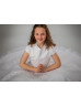 Cap Sleeves Ivory Lace Tulle Tea Length Flower Girl Dress